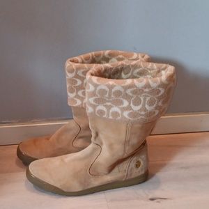 Coach Tatum signature tan suede boots